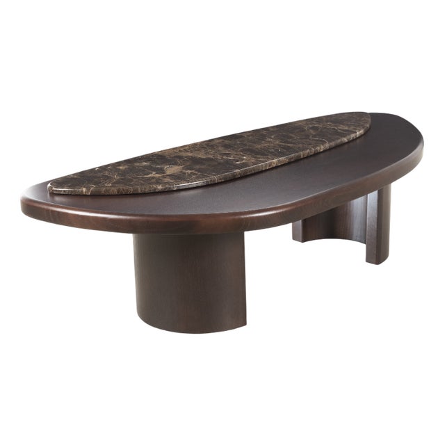 Malgage Low Table with Marble and Wood Top by Fabian Pellegrinet Conte For Sale