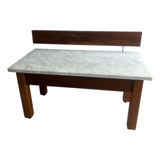 Vintage Marble Console Table with Floating Wooden Screen For Sale