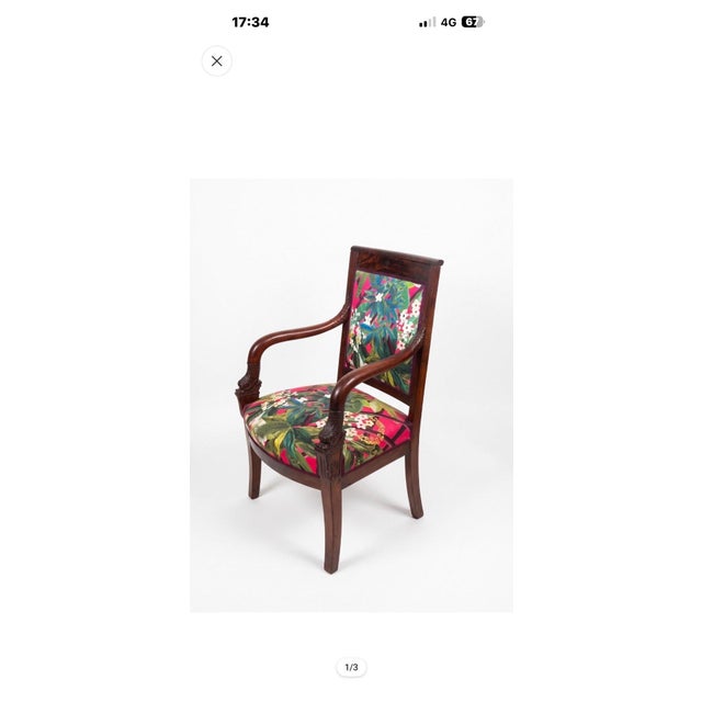 19th Century Restoration Mahogany Armchair with Dolphin Heads and Swan Neck For Sale - Image 4 of 6