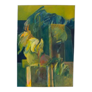 1960s Oil on Canvas Abstract Painting Signed by Artist Steve Redman