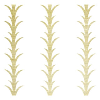 Schumacher X Celerie Kemble Acanthus Stripe Sisal Wallpaper in Filigree For Sale