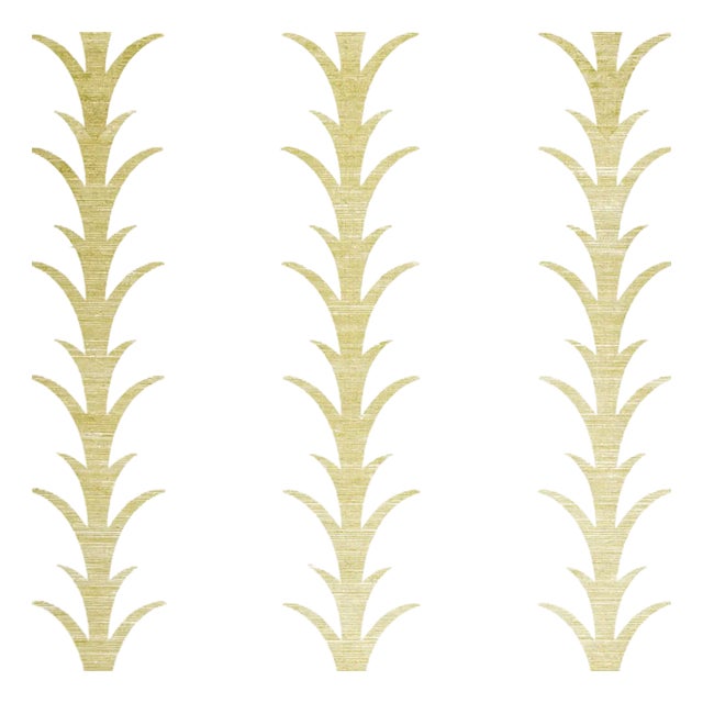 Schumacher X Celerie Kemble Acanthus Stripe Sisal Wallpaper in Filigree For Sale