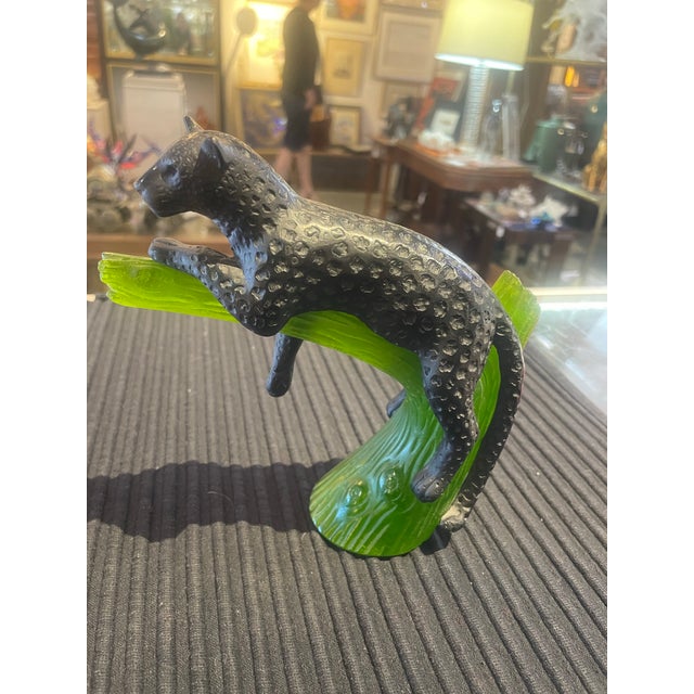 French Late 20th Century Black Jaguar Art Glass Figurine by Daum France Gorgeous For Sale - Image 3 of 9