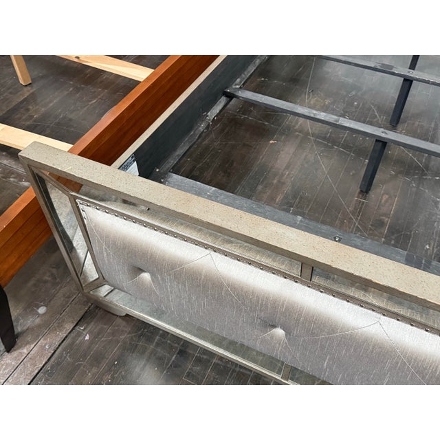 Eastern King Size Z Gallerie Ava Mirrored Tufted Bed For Sale - Image 12 of 12