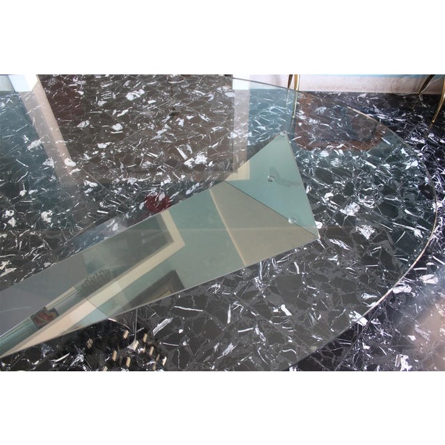 Black Oval Dining Table in Black Marble and Steel, 1990 For Sale - Image 8 of 14