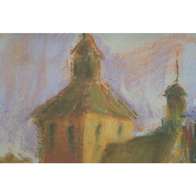 Czeslaw Galuzny Polish Town Market Ville De Costes Pastel Print on Board 28" For Sale - Image 6 of 11