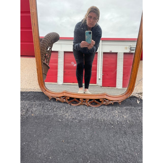 Chippendale Wooden Carved Basket Mirror For Sale - Image 3 of 11