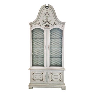 Rare Decorative John Widdicomb Cabinet With Hand-Painted Speckled Finish Palm Beach Regency / Gustavian Crossover For Sale