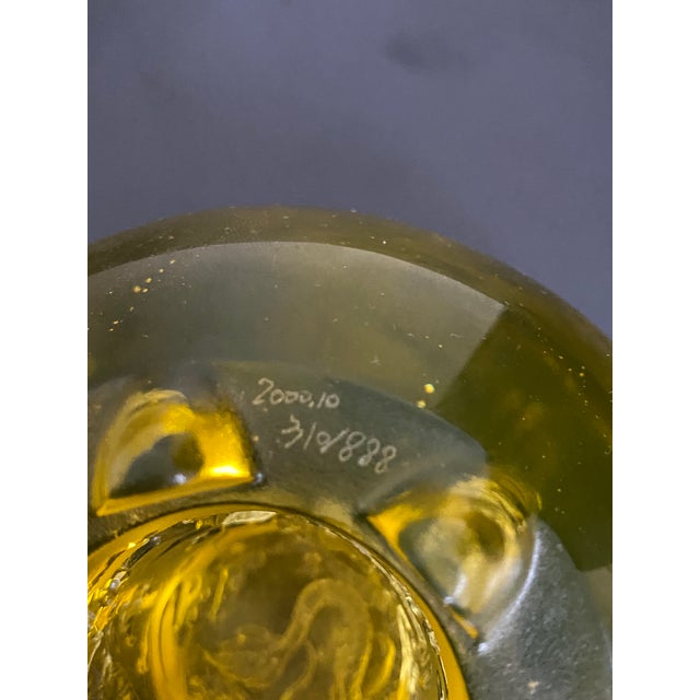 2000 Heinrich Wang Liuli Crystal Dragon Rooster Bowl For Sale - Image 13 of 16