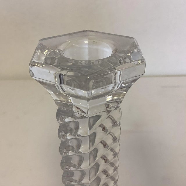 Contemporary Contemporary Barley Twist Towle Lead Crystal Candle Holders From Austria - A Pair For Sale - Image 3 of 9