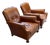 William Alan for Abc Carpet and Home Traditional Brown Leather Club Chairs Tufted Club Chair For Sale