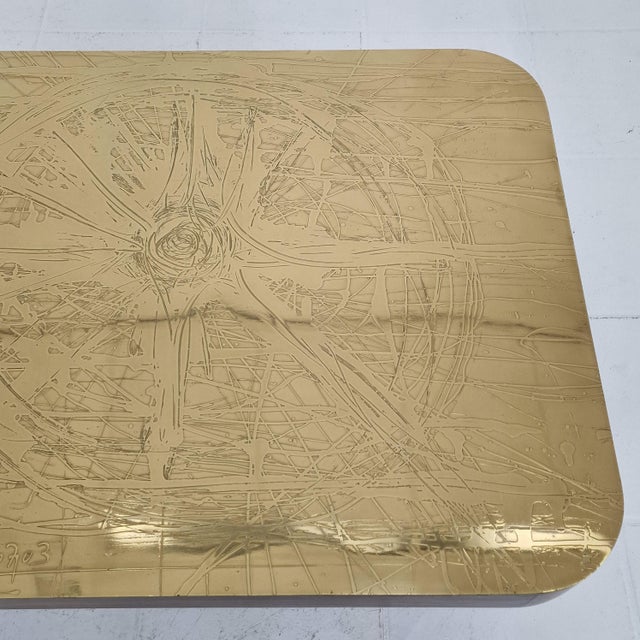 Etched Brass Coffee Table from Felix De Boussy, Belgium, 1976 For Sale - Image 10 of 17