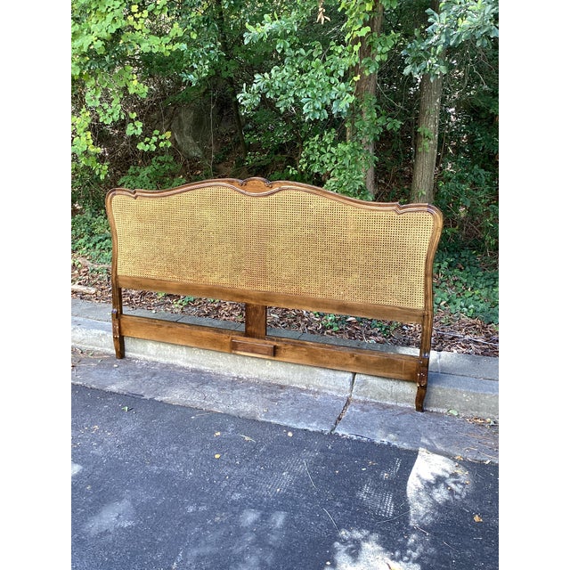 Wood Meldan Furniture French Provincial King-Size Walnut and Cane Headboard For Sale - Image 7 of 9