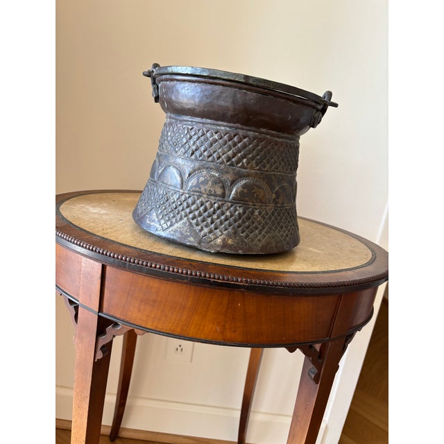 Persian Large Antique Persian Hammered Bucket- Late 19th -Early 20th Century From Home of Former Us Diplomat in Tehran 1950’s For Sale - Image 3 of 3