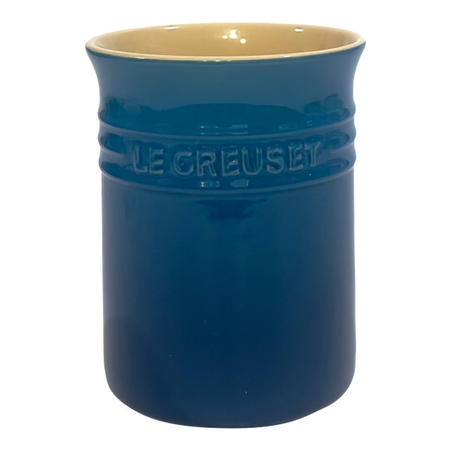 Le Creuset 1 Liter Deep Teal Ombré Stoneware Utensil Crock - Out of Production For Sale
