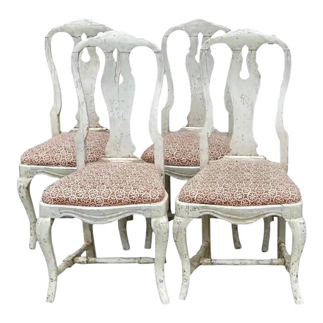 Set of 4 Antique 18 C Gustavian Swedish Empire Dining Chairs For Sale