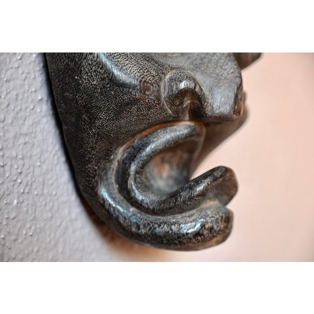 Primitive African Mask in Wood, 1960s For Sale - Image 4 of 7