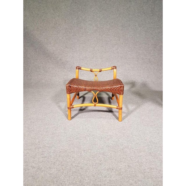 Set of Lounge Chair and Ottoman in Rattan and Bamboo from Yuzuru Yamakawa For Sale - Image 10 of 12