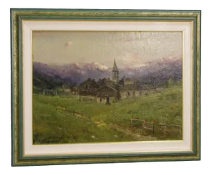G. Mariani, Landscape, 19th Century, Oil on Masonite, Framed