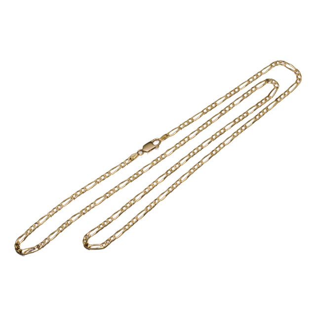 Late 20th Century Italian Solid 18k Yellow Gold 30-Inch Figaro Chain Necklace by Olimpia Catene For Sale