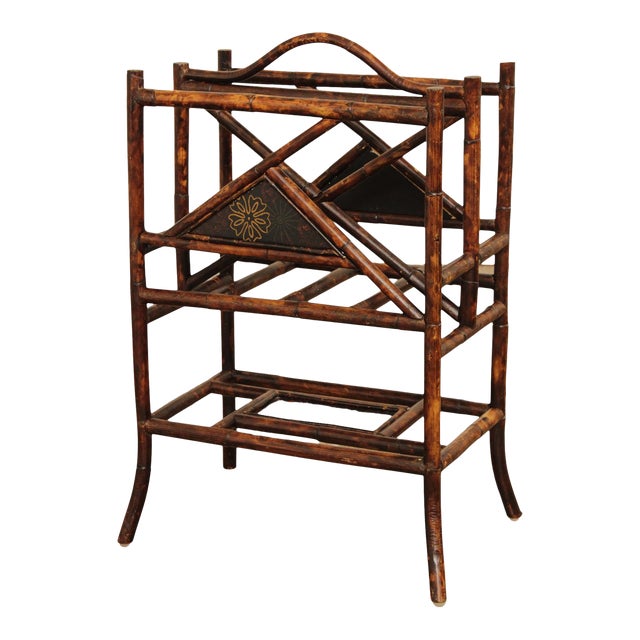 Vintage Bamboo Magazine Rack For Sale