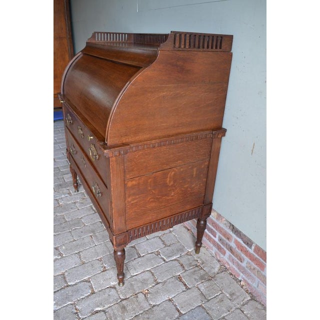 Antique Oak Cylinder Desk For Sale - Image 8 of 11