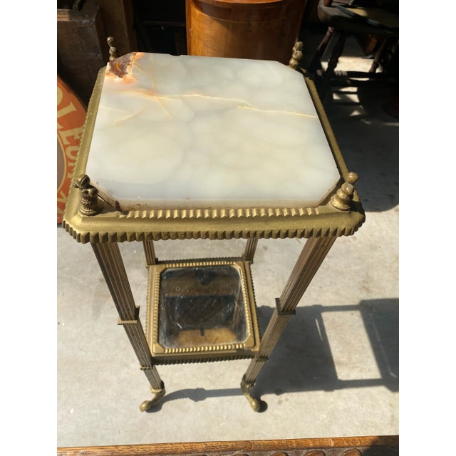 Hollywood Regency 1970s Vintage Brass and Marble Footed Side Table For Sale - Image 3 of 9