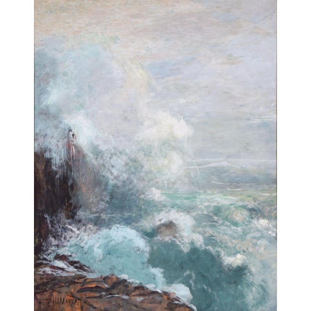 Nautical Antique American Seascape Painting by Hamilton Irving Marlatt C.1900 For Sale - Image 3 of 9
