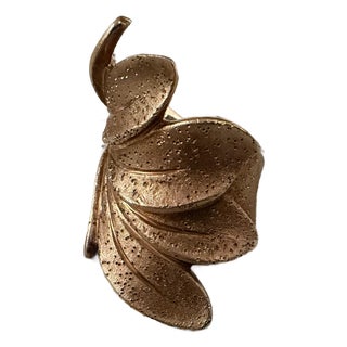 1990s JCM Jacmel Goldtone Sterling Silver Feather Ring Italy For Sale