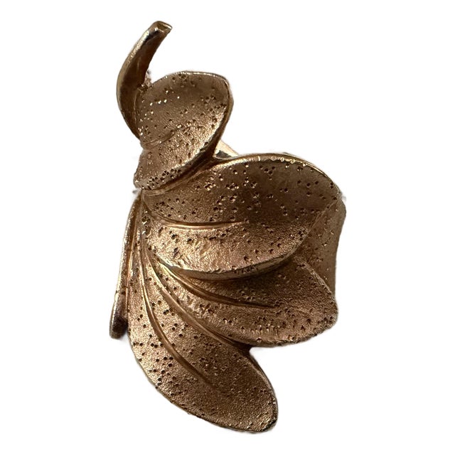1990s JCM Jacmel Goldtone Sterling Silver Feather Ring Italy For Sale