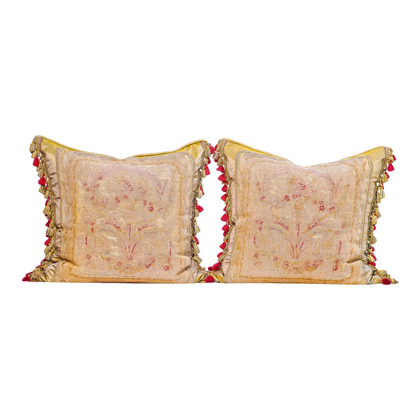 Pair Of 19th C French Aubusson Pillows With Tassles Chairish