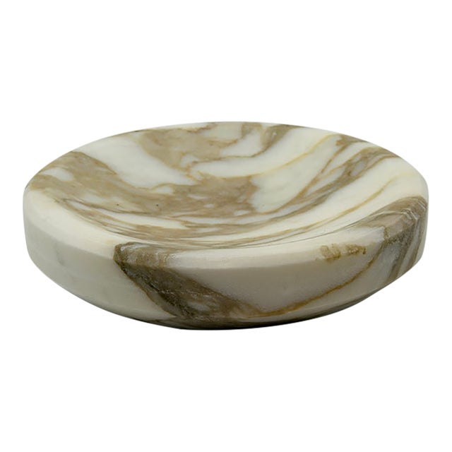 Waterworks Round Veined Marble Soap Dish For Sale
