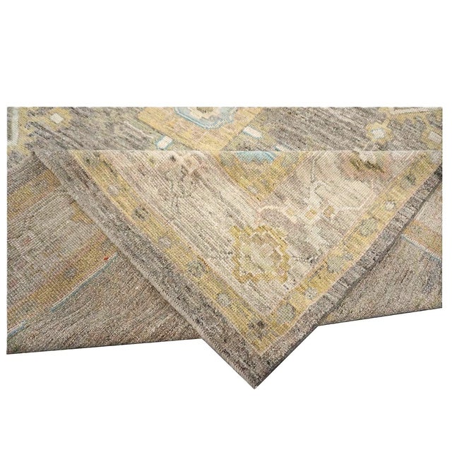 21st Century Turkish Oushak Wool 10x13 Taupe, Ivory, & Yellow Handmade Area Rug #1144067 For Sale - Image 11 of 11