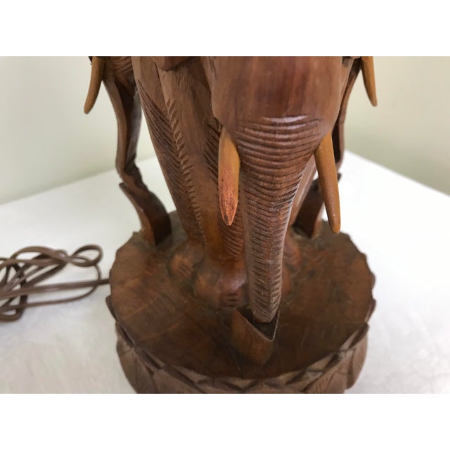 1960s Vintage Hand Carved Teak Elephant Lamp Chairish
