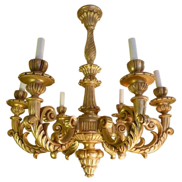19th Century Giltwood Rococo Chandelier For Sale