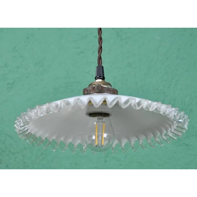 White Opaline Lamp with Flyers, 1930s For Sale - Image 9 of 11