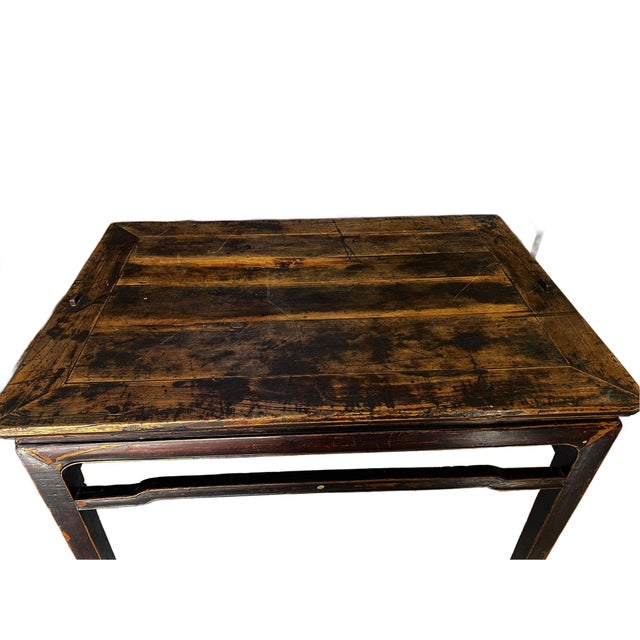 Wood Antique Rectangular Table With Original Patina For Sale - Image 7 of 9