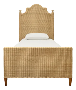 Matthew Izzo Home Chamberlain Twin Rattan Bed With Arched Headboard, Footboard, and Side Rails
