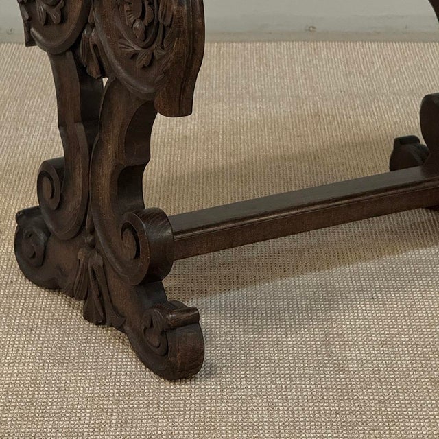Burnt Umber Renaissance Style Marble Top Carved End Table ~ Side Table For Sale - Image 8 of 18
