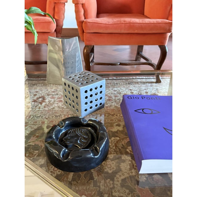 Mid-Century Black Glazed Ceramic Ashtray from Accolay, France, 1960s For Sale - Image 9 of 14