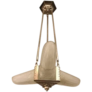 French Art Deco Triangular Starburst Chandelier