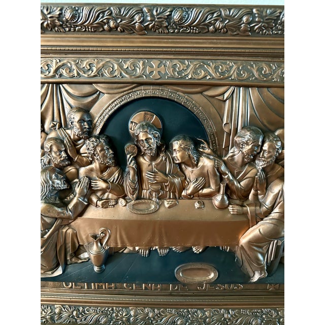 Vintage Mid-Late 20th Century the Last Supper 3d Copper Look Wall Art For Sale - Image 4 of 11