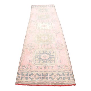 1960s Pale Pink Vintage Pastel Runner Rug For Sale