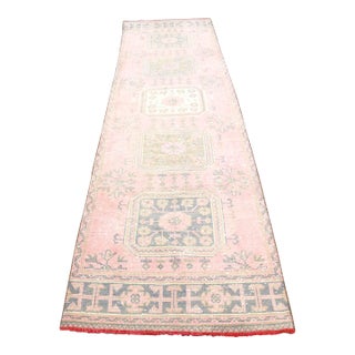 1960s Pale Pink Vintage Pastel Runner Rug For Sale