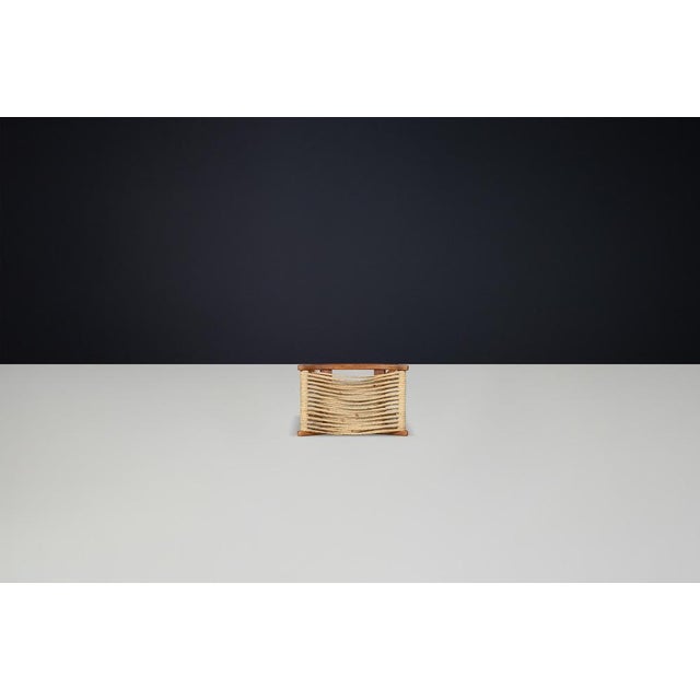 1960s Mid-Century Modern Stool with Woven Rope Seat, Czechoslovakia, 1960s For Sale - Image 5 of 12