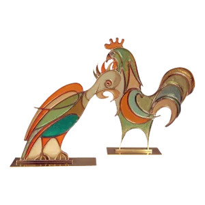 Hans Hagenauer Rooster and Parrot Figures - a Pair