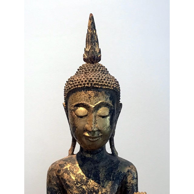 Antique Giltwood Buddha Statue Southeast Asia For Sale - Image 9 of 12