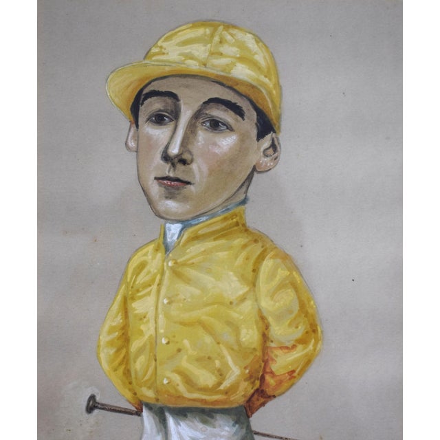 Traditional Danny Maher (1881-1916) Jockey Pastel Watercolour Caricature Portrait by Nap For Sale - Image 3 of 7