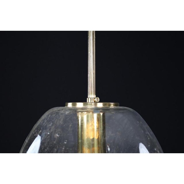 Mid-Century Modern Glass and Brass Pendants attributed to Doria Leuchten, Germany, 1970s For Sale - Image 9 of 10