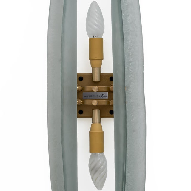 Mid-Century Modern Aqua Green Murano Glass Sconces, 2000, Set of 2 For Sale - Image 9 of 10